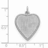 Engravable Heart Patterned Polished Front/Satin Back Disc Charm Pendant in Real 925 Sterling Silver