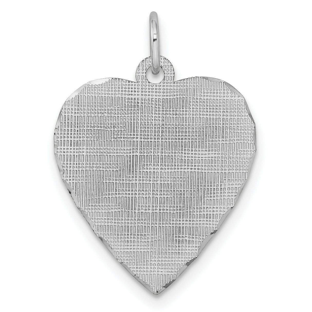 Engravable Heart Patterned Polished Front/Satin Back Disc Charm Pendant in Real 925 Sterling Silver