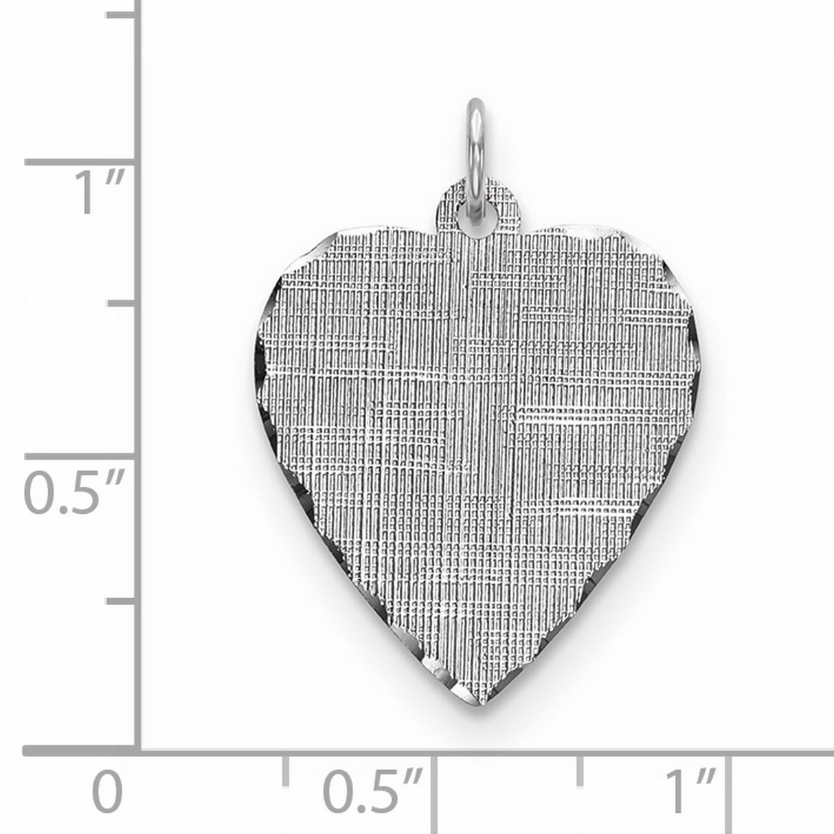 Engravable Heart Patterned Polished Front/Satin Back Disc Charm Pendant in Real 925 Sterling Silver