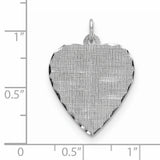 Engravable Heart Patterned Polished Front/Satin Back Disc Charm Pendant in Real 925 Sterling Silver