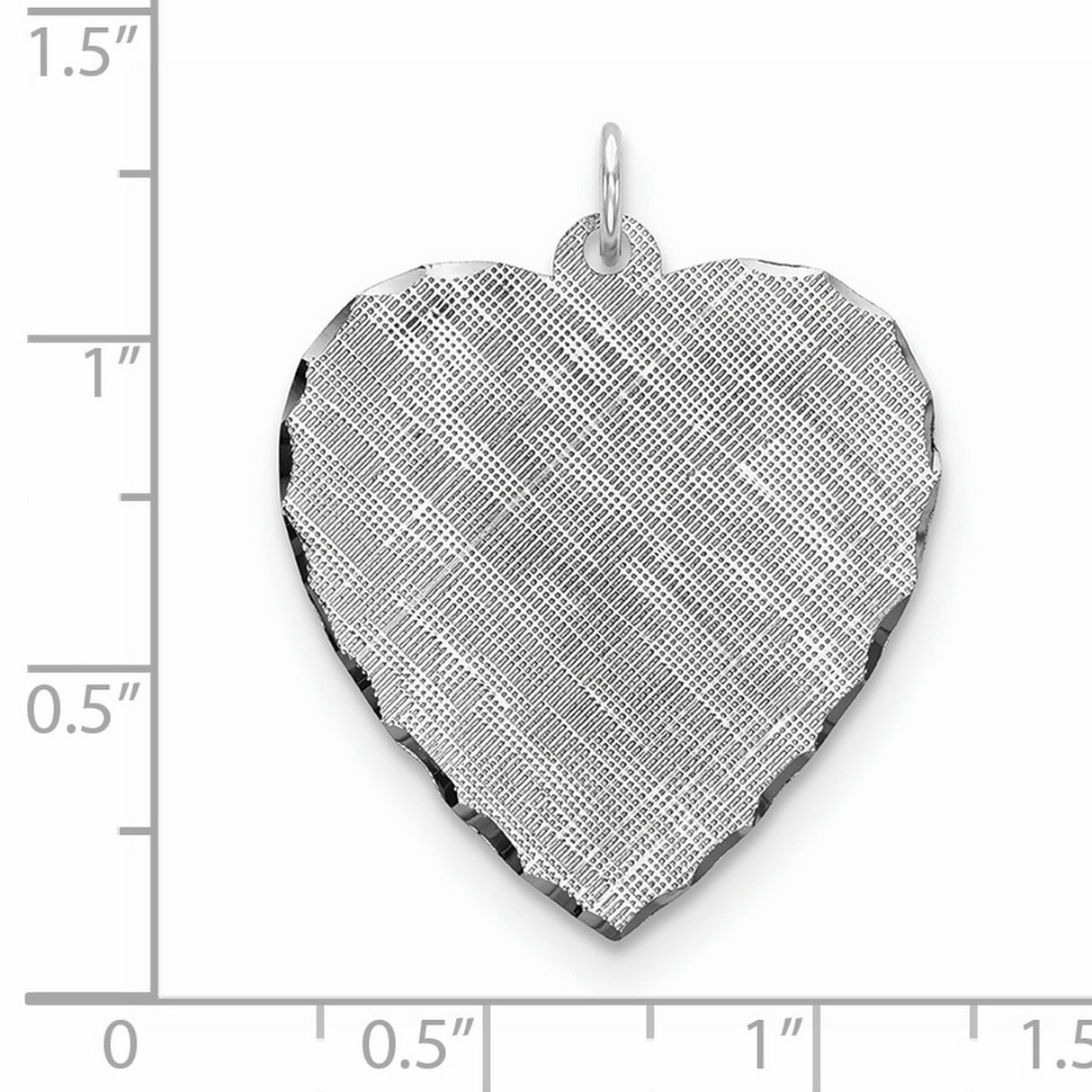 Engravable Heart Patterned Polished Front/Satin Back Disc Charm Pendant in Real 925 Sterling Silver