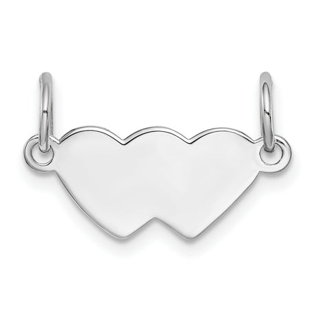 Engravable Double Heart Polished Front/Satin Back Plate Charm Pendant in Real 925 Sterling Silver