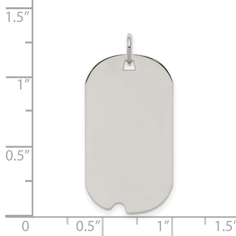Engravable Dog Tag Polish Front/Satin Back Disc Charm Pendant in Real 925 Sterling Silver