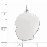 Engravable Boy Polished Front/Satin Back Disc Charm Pendant in Real 925 Sterling Silver