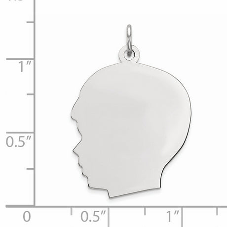 Engravable Boy Polished Front/Satin Back Disc Charm Pendant in Real 925 Sterling Silver