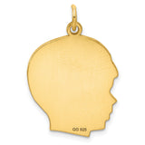 Engravable Boy Polished Disc Charm Pendant in Real 925 Sterling SIlver