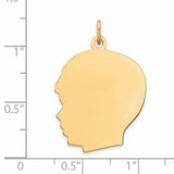 Engravable Boy Polished Disc Charm Pendant in Real 925 Sterling SIlver