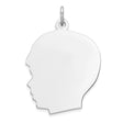 Engravable Boy Polished Front/Satin Back Disc Charm Pendant in Real 925 Sterling Silver