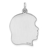 Engravable Girl Polished Front/Satin Back Disc Charm Pendant in Real 925 Sterling Silver