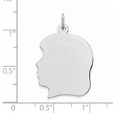 Engravable Girl Polished Front/Satin Back Disc Charm Pendant in Real 925 Sterling Silver