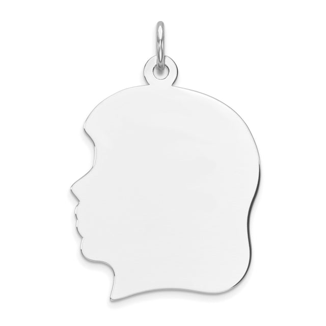 Engravable Girl Polished Front/Satin Back Disc Charm Pendant in Real 925 Sterling Silver
