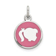 Sterling Silver Pendant with Girl Silhouette and Pink Enamel, Symbolizing Mother-Daughter Bond