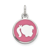 Sterling Silver Pendant with Girl Silhouette and Pink Enamel, Symbolizing Mother-Daughter Bond