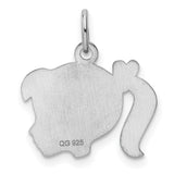 Sterling Silver Girl Pendant with Ponytail and Purple Heart Accent, Right-Facing Silhouette Charm
