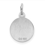 Sterling Silver Pendant with Girl Silhouette and Pink Enamel Background, Round Charm Design