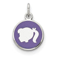 Sterling Silver Girl Profile Pendant with Purple Enamel, Left Facing Silhouette Charm