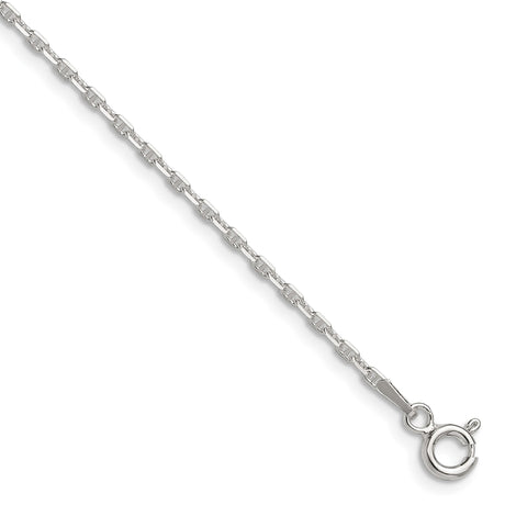925 White Gold 1.75 mm Polished Chain Anklet shown for scale
