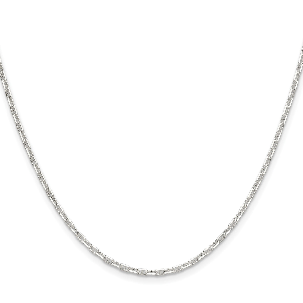 925 White Gold 2 mm Polished Chain Necklace