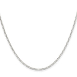 925 White Gold 2 mm Polished Chain Necklace