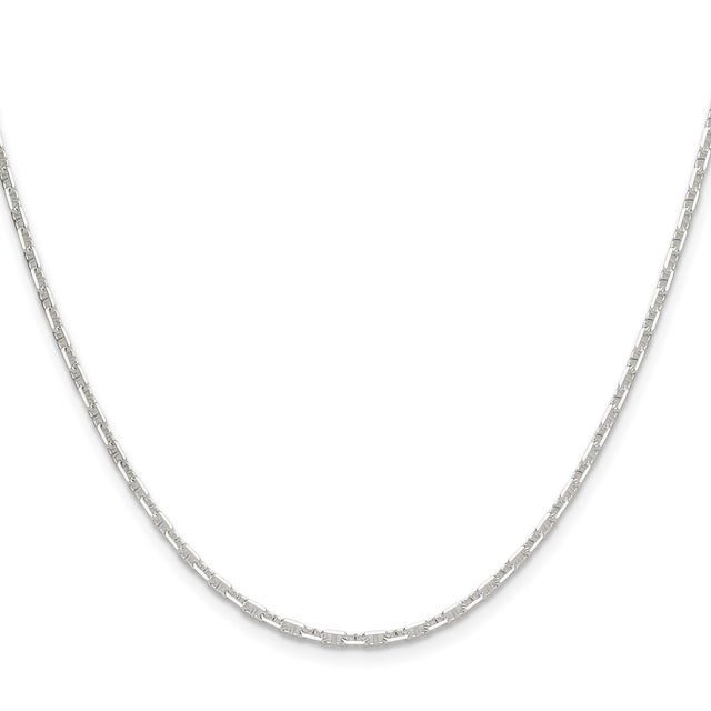 925 White Gold 2 mm Polished Chain Necklace