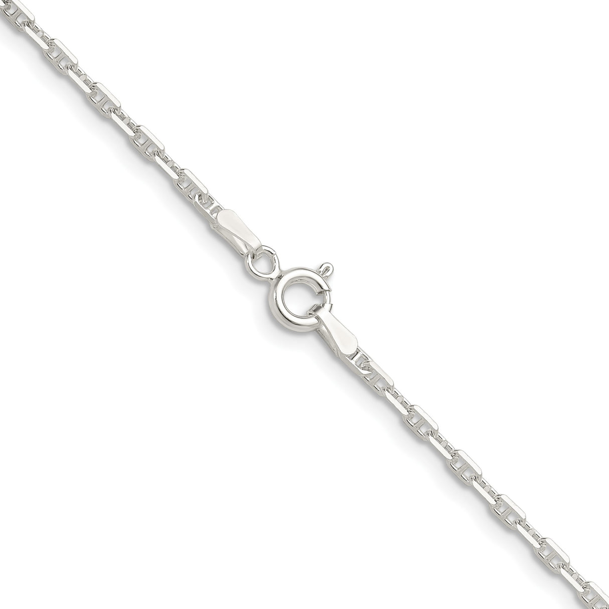 925 White Gold 2 mm Polished Chain Necklace alternate angle