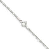 925 White Gold 2 mm Polished Chain Necklace alternate angle