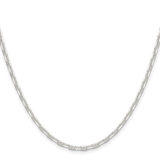 925 White Gold 3 mm Polished Chain Necklace