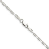 925 White Gold 3 mm Polished Chain Necklace alternate angle