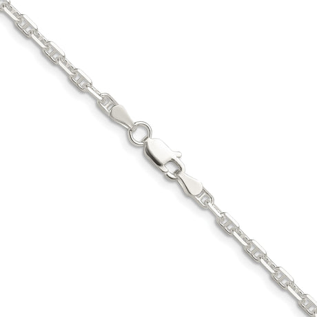 925 White Gold 3 mm Polished Chain Necklace alternate angle