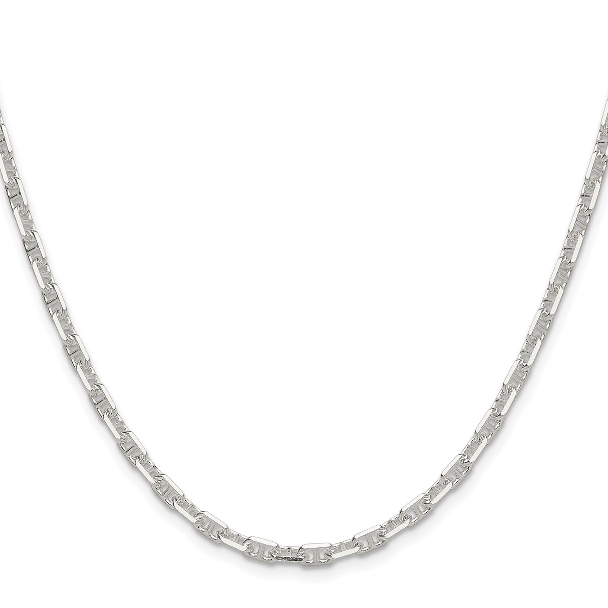 925 White Gold 3.75 mm Polished Chain Necklace