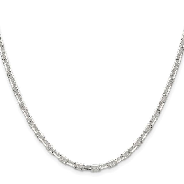 925 White Gold 3.75 mm Polished Chain Necklace