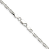 925 White Gold 3.75 mm Polished Chain Necklace alternate angle