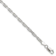 925 White Gold 3.75 mm Polished Chain Bracelet shown for scale