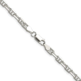 925 White Gold 4.75 mm Polished Chain Necklace alternate angle