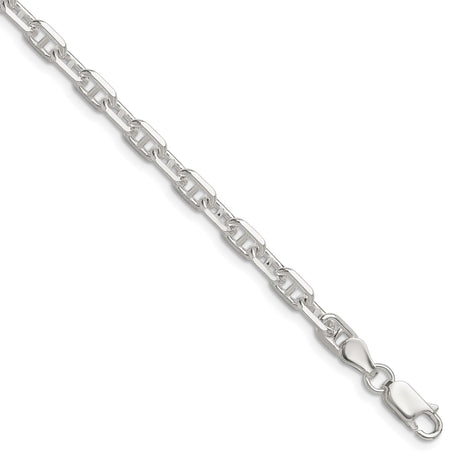 925 White Gold 4.75 mm Polished Chain Bracelet shown for scale