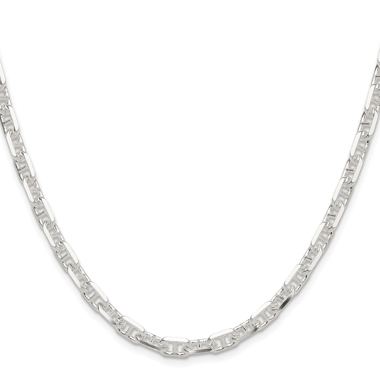 925 White Gold 5.5 mm Polished Chain Necklace