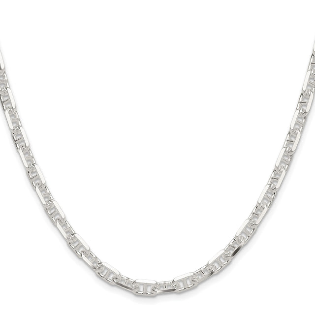925 White Gold 5.5 mm Polished Chain Necklace