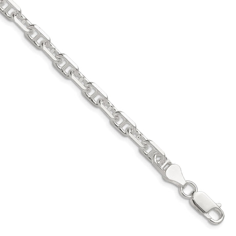 925 White Gold 5.5 mm Polished Chain Bracelet shown for scale
