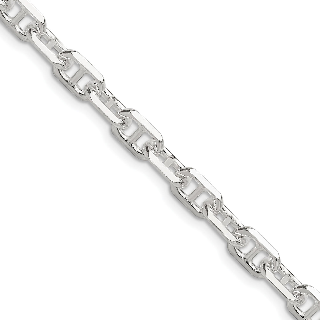 925 White Gold 5.5 mm Polished Chain Necklace detail view