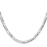 925 White Gold 4 mm Figaro Chain Necklace, Polished