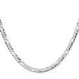 925 White Gold 4 mm Figaro Chain Necklace, Polished