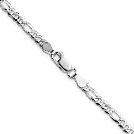 925 White Gold 4 mm Figaro Chain Necklace, Polished alternate angle