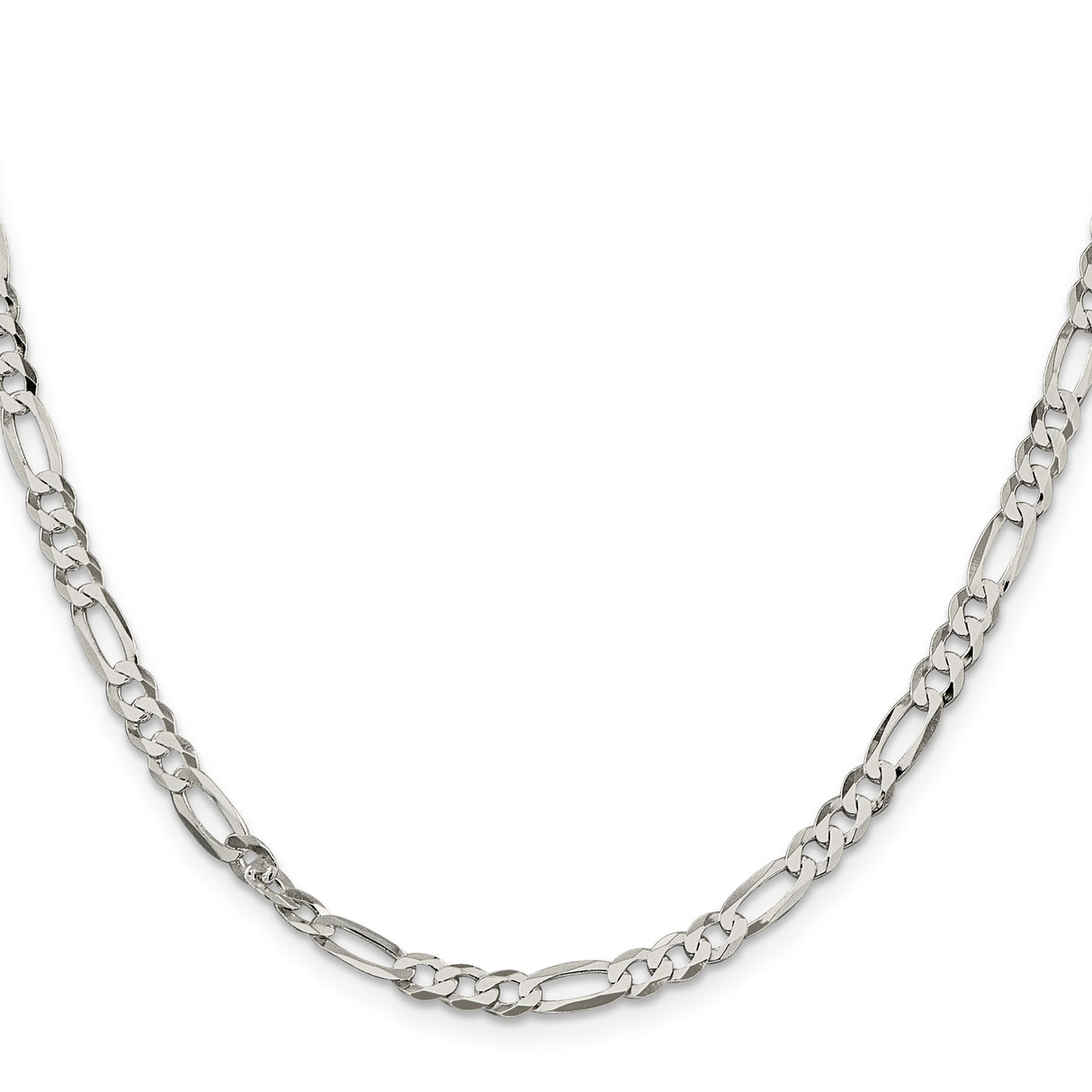 925 White Gold 4.5 mm Figaro Chain Necklace, Polished