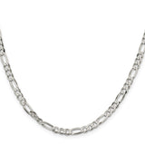 925 White Gold 4.5 mm Figaro Chain Necklace, Polished