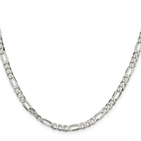 925 White Gold 4.5 mm Figaro Chain Necklace, Polished