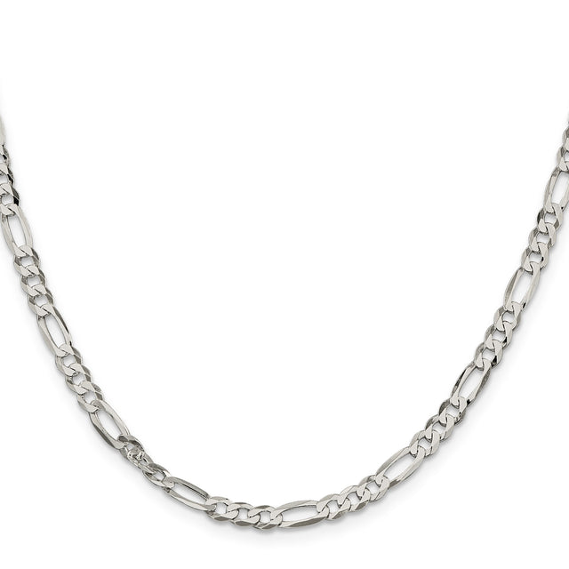 925 White Gold 4.5 mm Figaro Chain Necklace, Polished