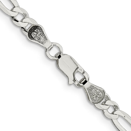 925 White Gold 4.5 mm Figaro Chain Necklace, Polished alternate angle