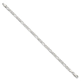 925 White Gold 4.5 mm Figaro Chain Anklet, Polished