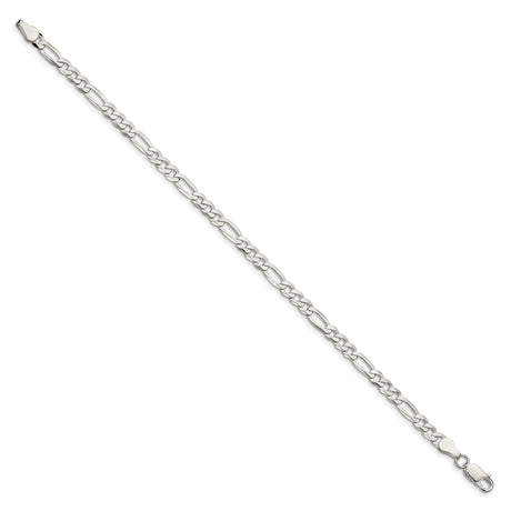 925 White Gold 4.5 mm Figaro Chain Anklet, Polished