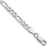925 White Gold 4.5 mm Figaro Chain Bracelet, Polished shown for scale